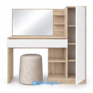 Bàn trang điểm liền tủ gỗ sáng phối trắng GHS-4070