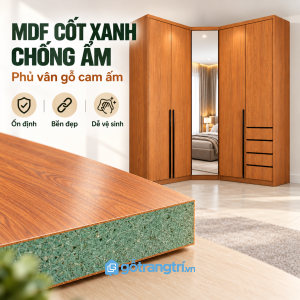 Bề mặt màu gỗ ấm, dễ vệ sinh và sử dụng