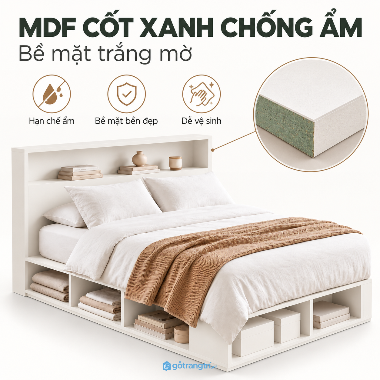 Bề mặt phẳng dễ vệ sinh, lựa chọn chất liệu phù hợp
