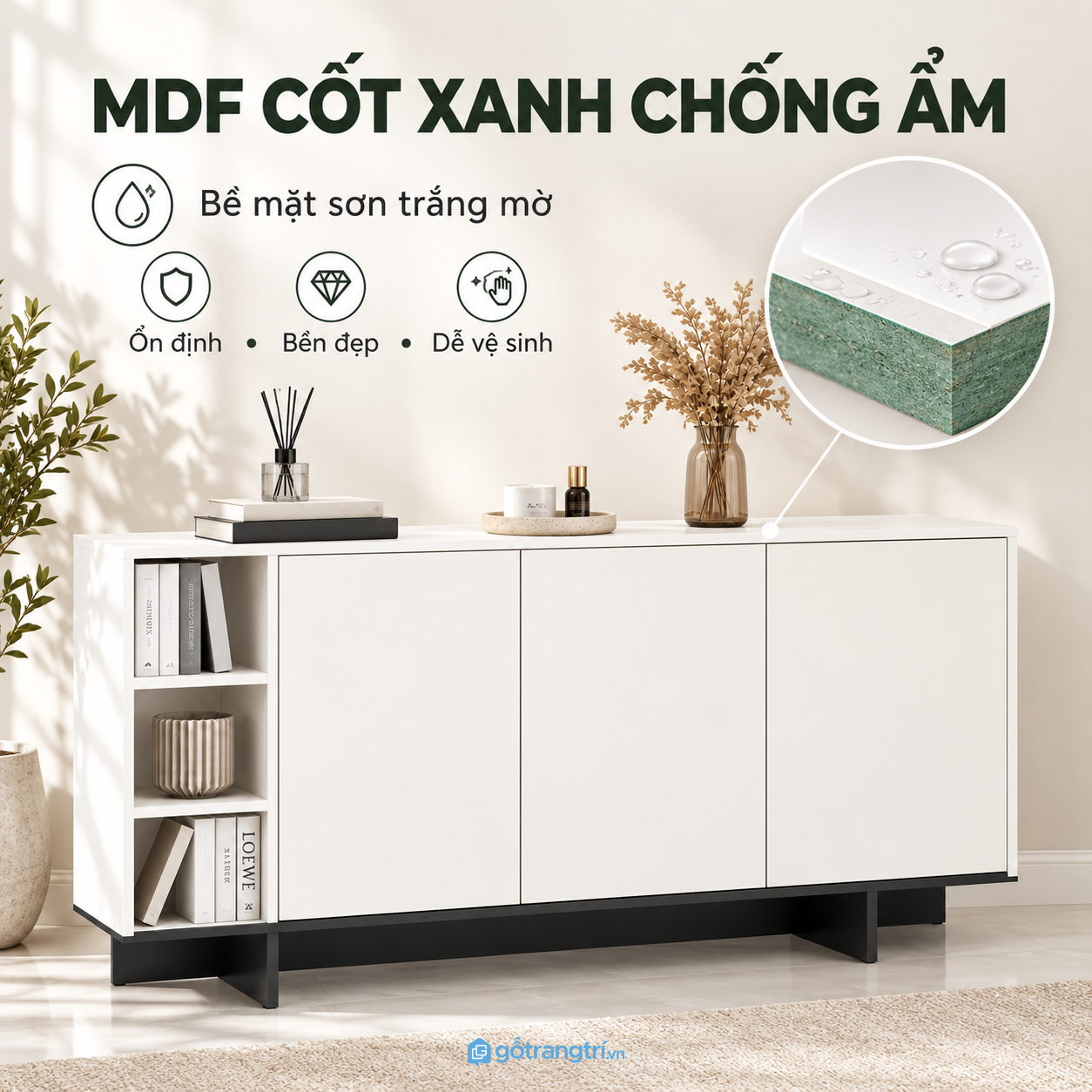 Bề mặt sáng màu, dễ kết hợp nhiều kiểu nội thất Bề mặt sáng màu, dễ kết hợp nhiều kiểu nội thất