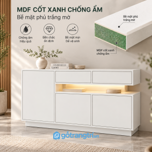 Bề mặt sáng màu, dễ vệ sinh và bảo quản