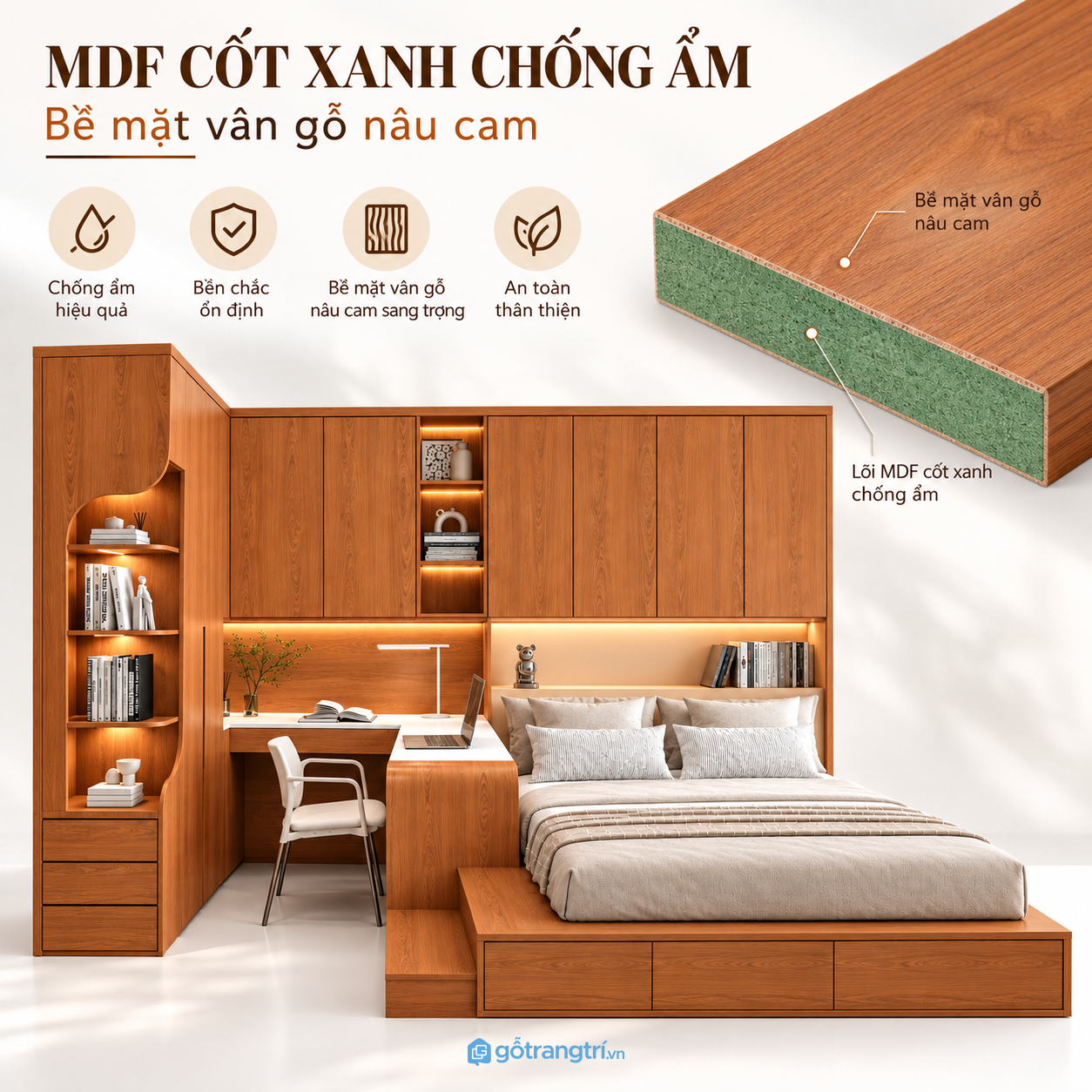 Bề mặt vân gỗ dễ phối hợp, cần chọn vật liệu phù hợp Bề mặt vân gỗ dễ phối hợp, cần chọn vật liệu phù hợp