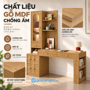 Bề mặt vân gỗ dễ phối với nội thất phòng ngủ