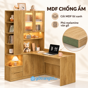 Bề mặt vân gỗ dễ vệ sinh, phù hợp sử dụng hằng ngày