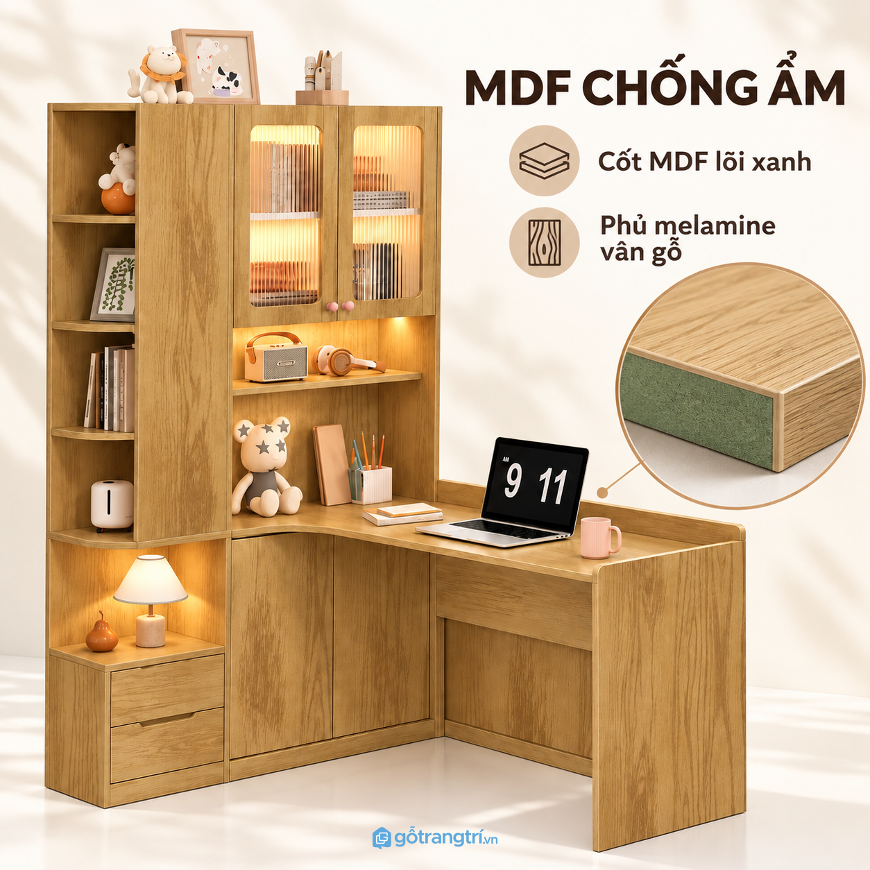 Bề mặt vân gỗ dễ vệ sinh, phù hợp sử dụng hằng ngày Bề mặt vân gỗ dễ vệ sinh, phù hợp sử dụng hằng ngày