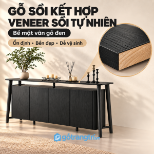 Bề mặt vân gỗ màu đen dễ phối nội thất
