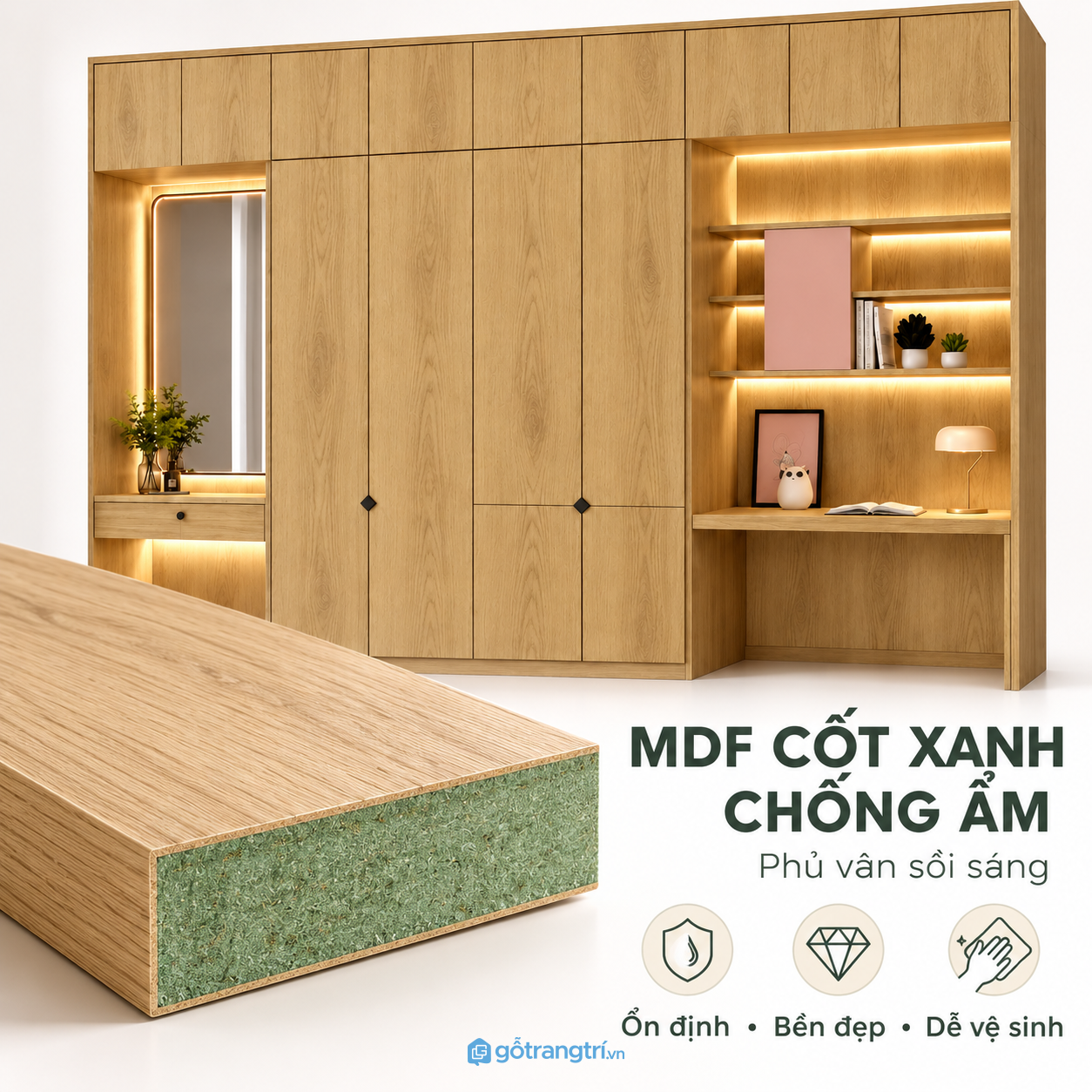 Chất liệu bền đẹp, phù hợp môi trường phòng ngủ Chất liệu bền đẹp, phù hợp môi trường phòng ngủ