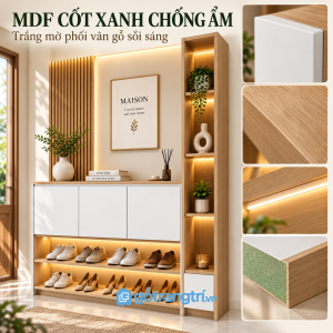 Chất liệu gỗ sáng màu, cần chú trọng độ bền và chống ẩm