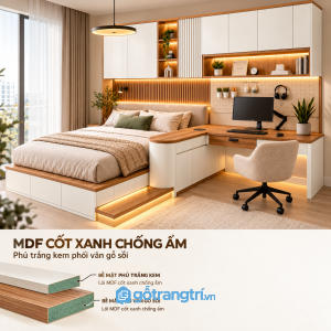 Chất liệu vân gỗ dễ vệ sinh, cần lựa chọn theo nhu cầu sử dụng