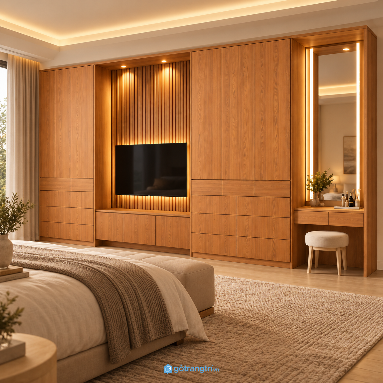 Chi tiết thiết kế Tủ quần áo kết hợp kệ tivi và bàn trang điểm GHS-5119 Chi tiết thiết kế Tủ quần áo kết hợp kệ tivi và bàn trang điểm GHS-5119