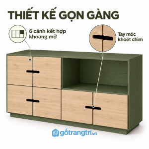 Dáng tủ thấp với tay kéo khoét gọn