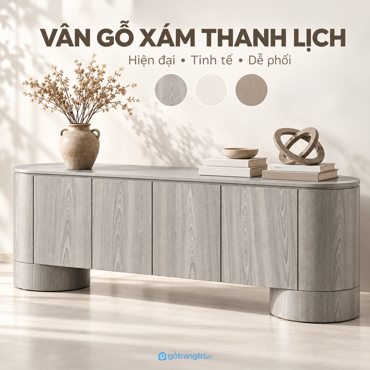 Dễ bố trí cùng sofa, bàn trà và kệ tivi