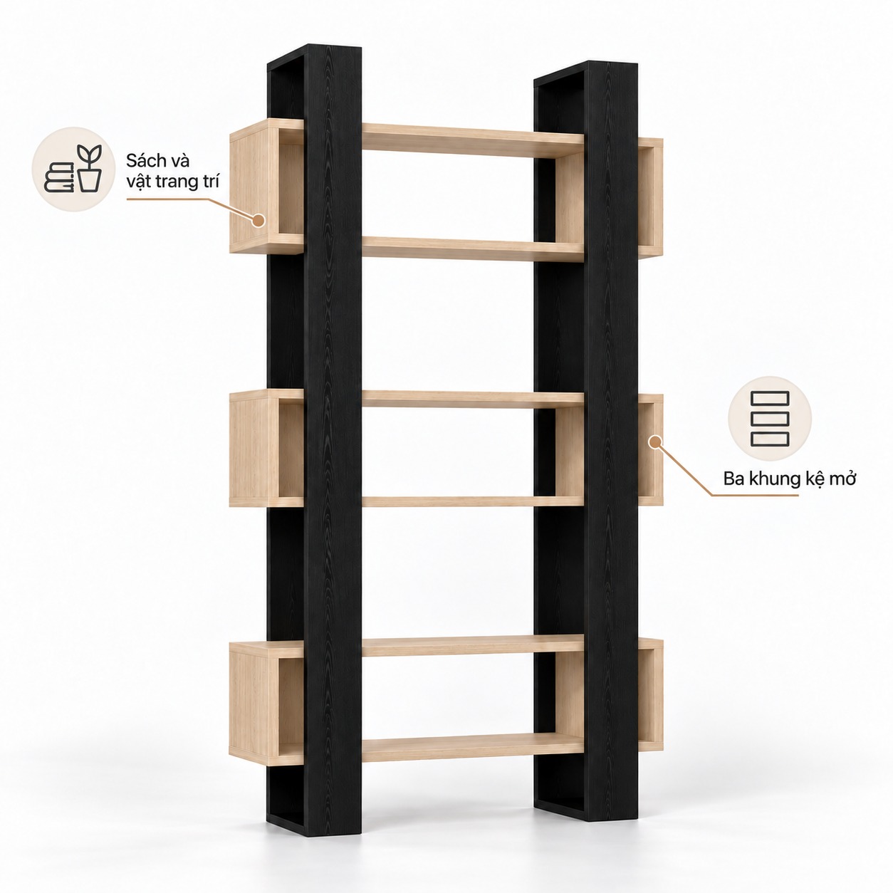 Công năng kệ sách hai trụ khung hộp GHS-2678
