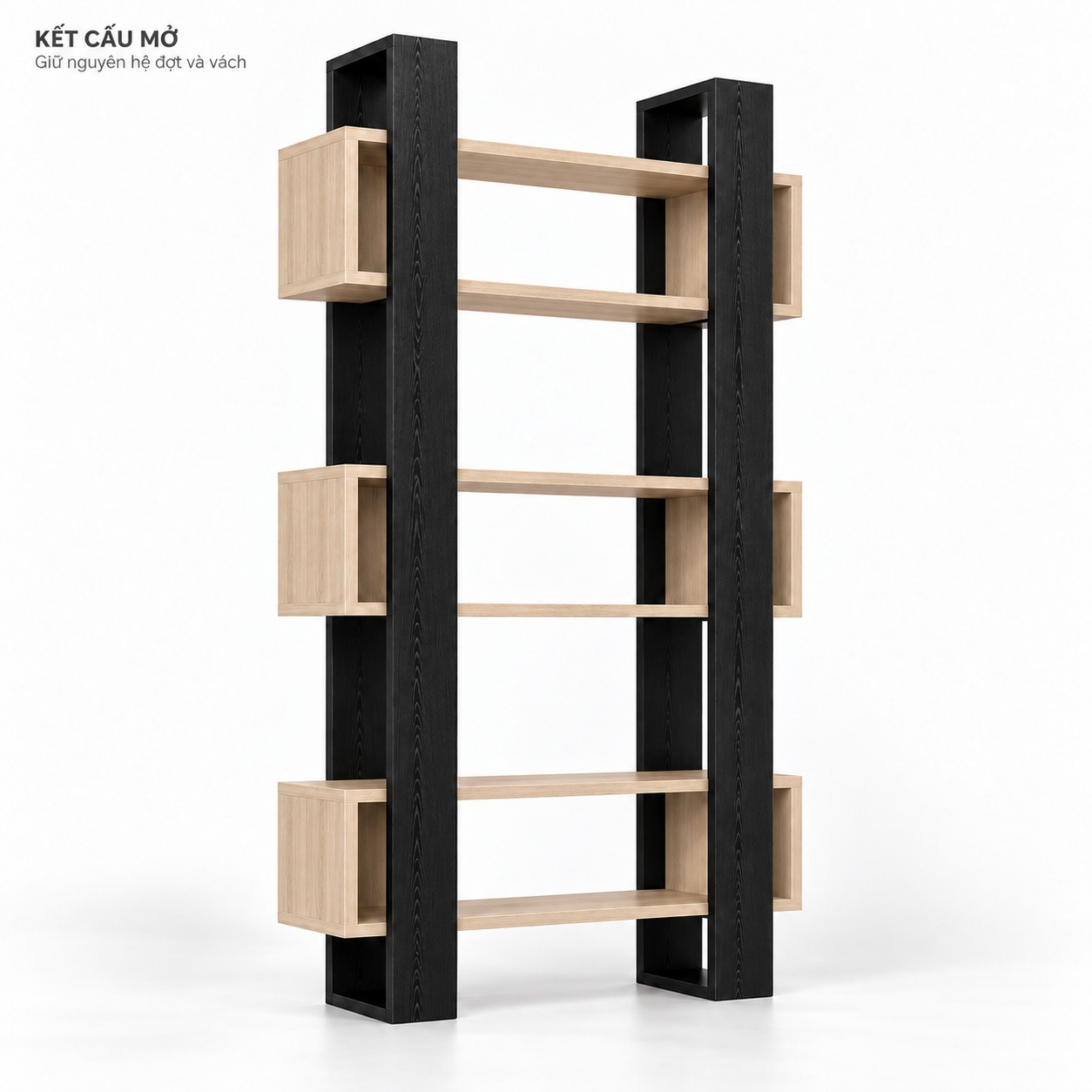 Kết cấu mở kệ sách hai trụ khung hộp GHS-2678