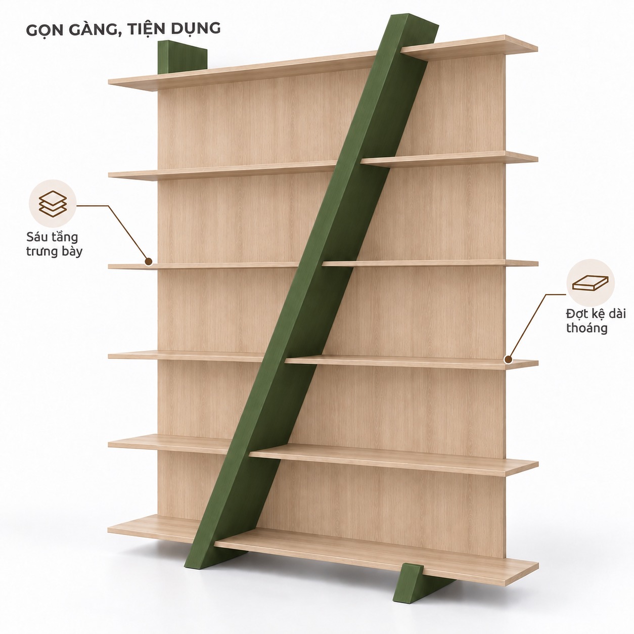 Công năng kệ trang trí thanh chéo sáu tầng GHS-2679
