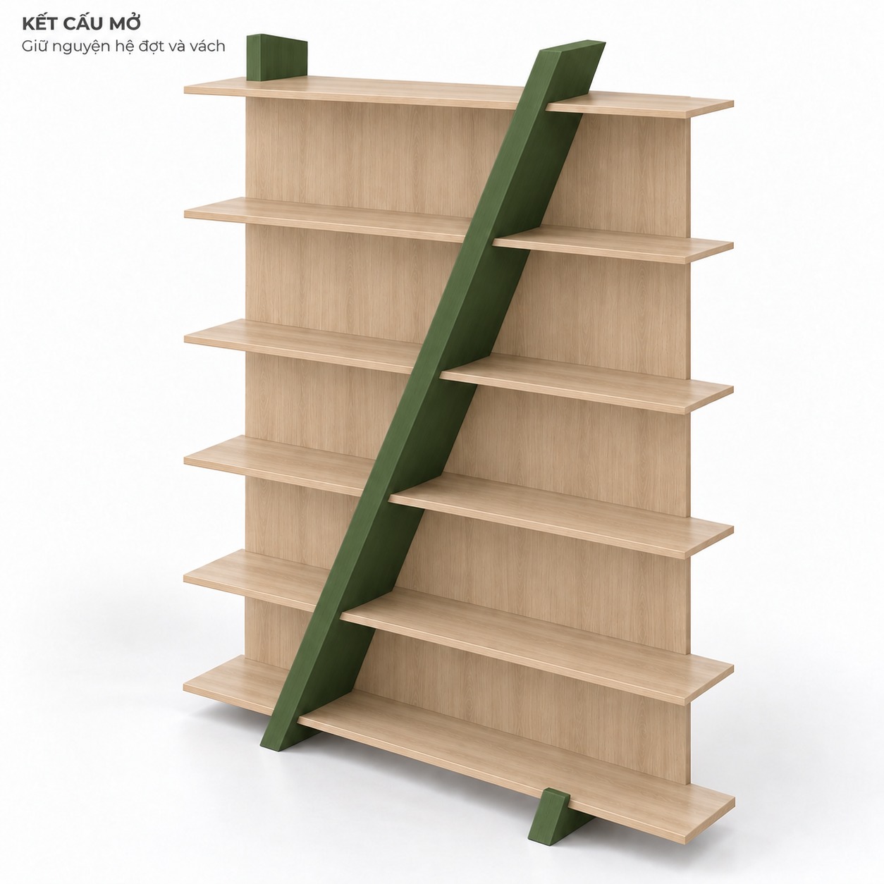 Kết cấu mở kệ trang trí thanh chéo sáu tầng GHS-2679