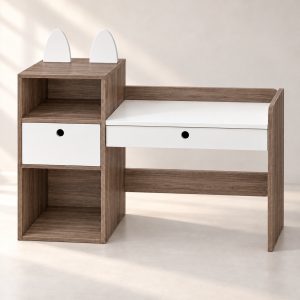 Bàn học tai thỏ GHS-4071 phối óc chó 612 và trắng