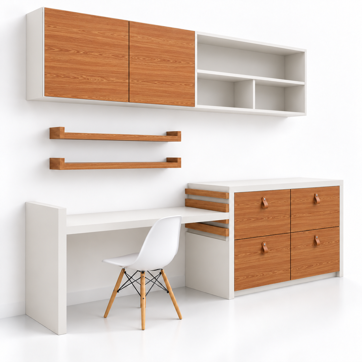 Bàn học GHS-4077 phối trắng trơn và gỗ 414