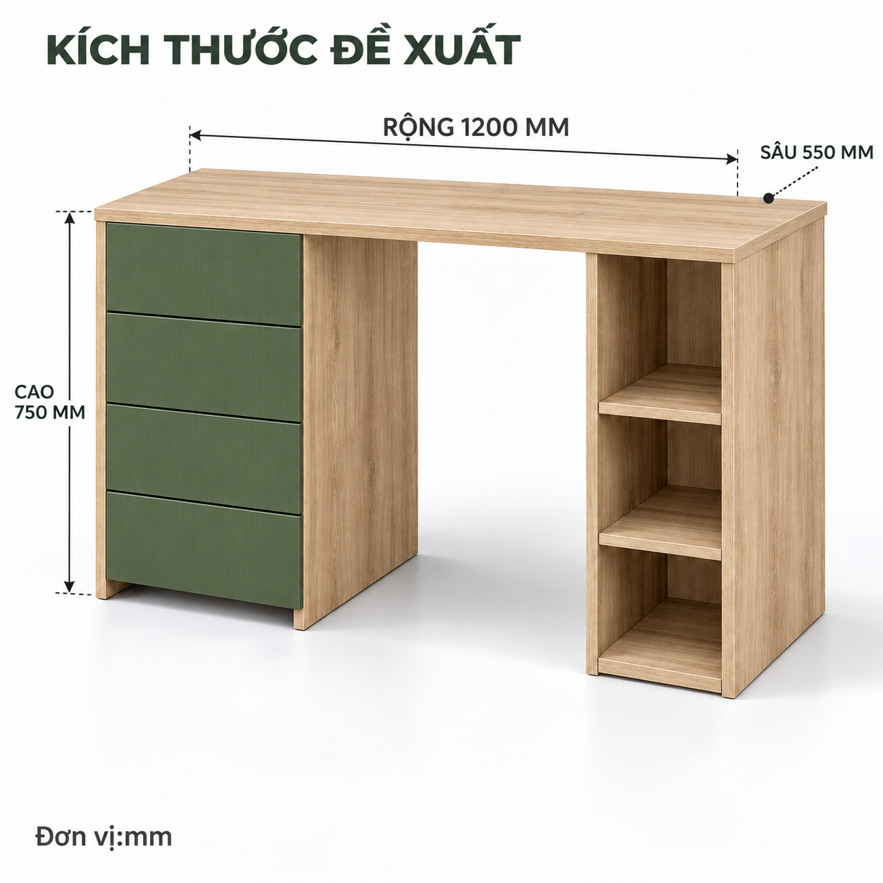 Kích thước đề xuất bàn GHS-4079 rộng 1200, sâu 550, cao 750 mm Kích thước đề xuất bàn GHS-4079 rộng 1200, sâu 550, cao 750 mm