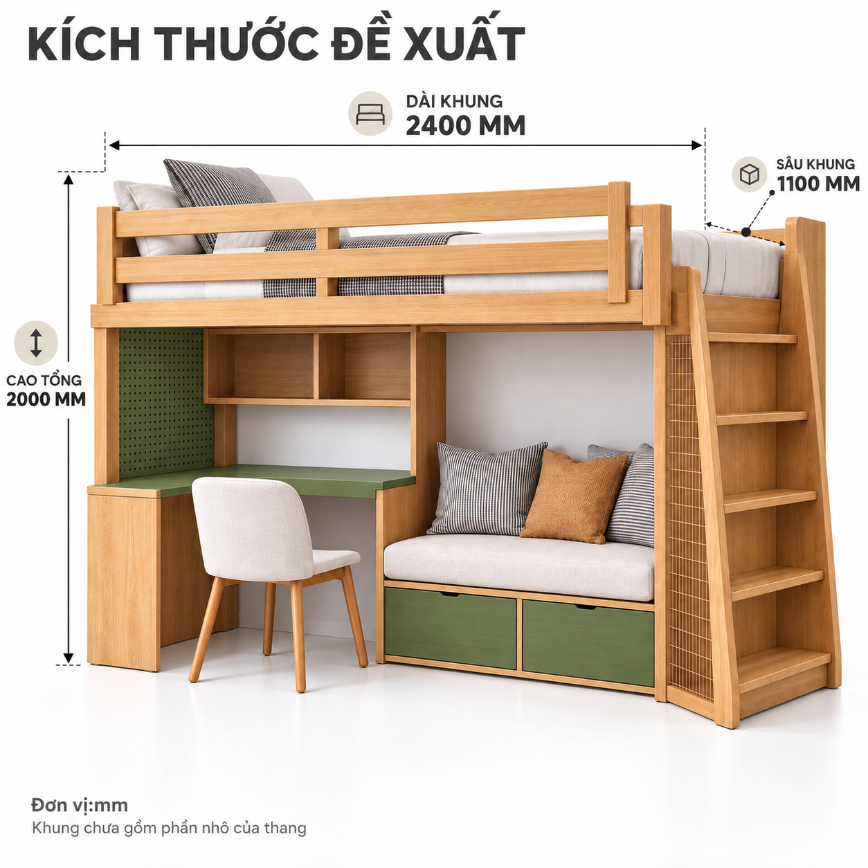 Kích thước khung đề xuất GHS-9175 dài 2400, sâu 1100, cao 2000 mm Kích thước khung đề xuất GHS-9175 dài 2400, sâu 1100, cao 2000 mm
