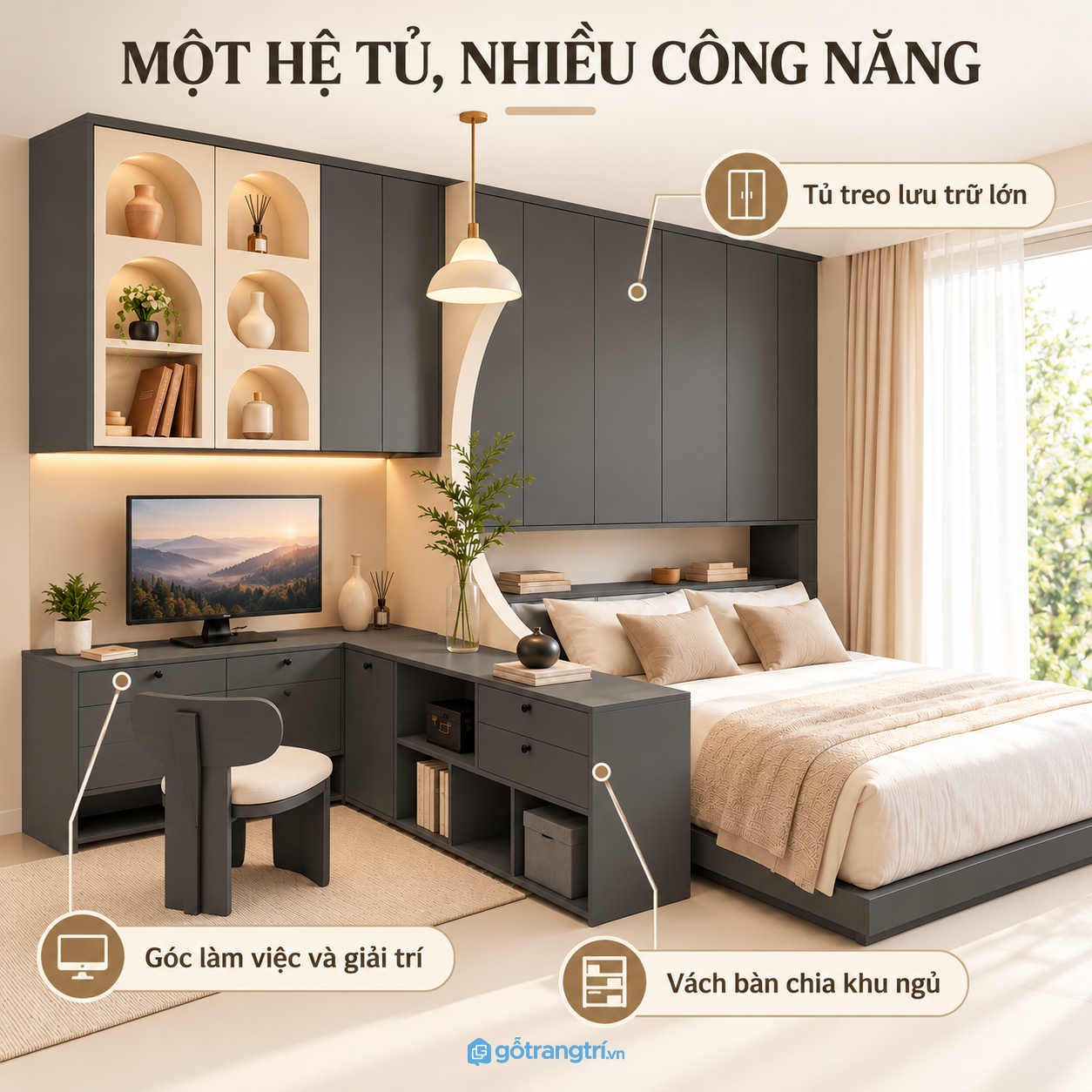 Giải pháp nội thất đồng bộ cho phòng ngủ căn hộ