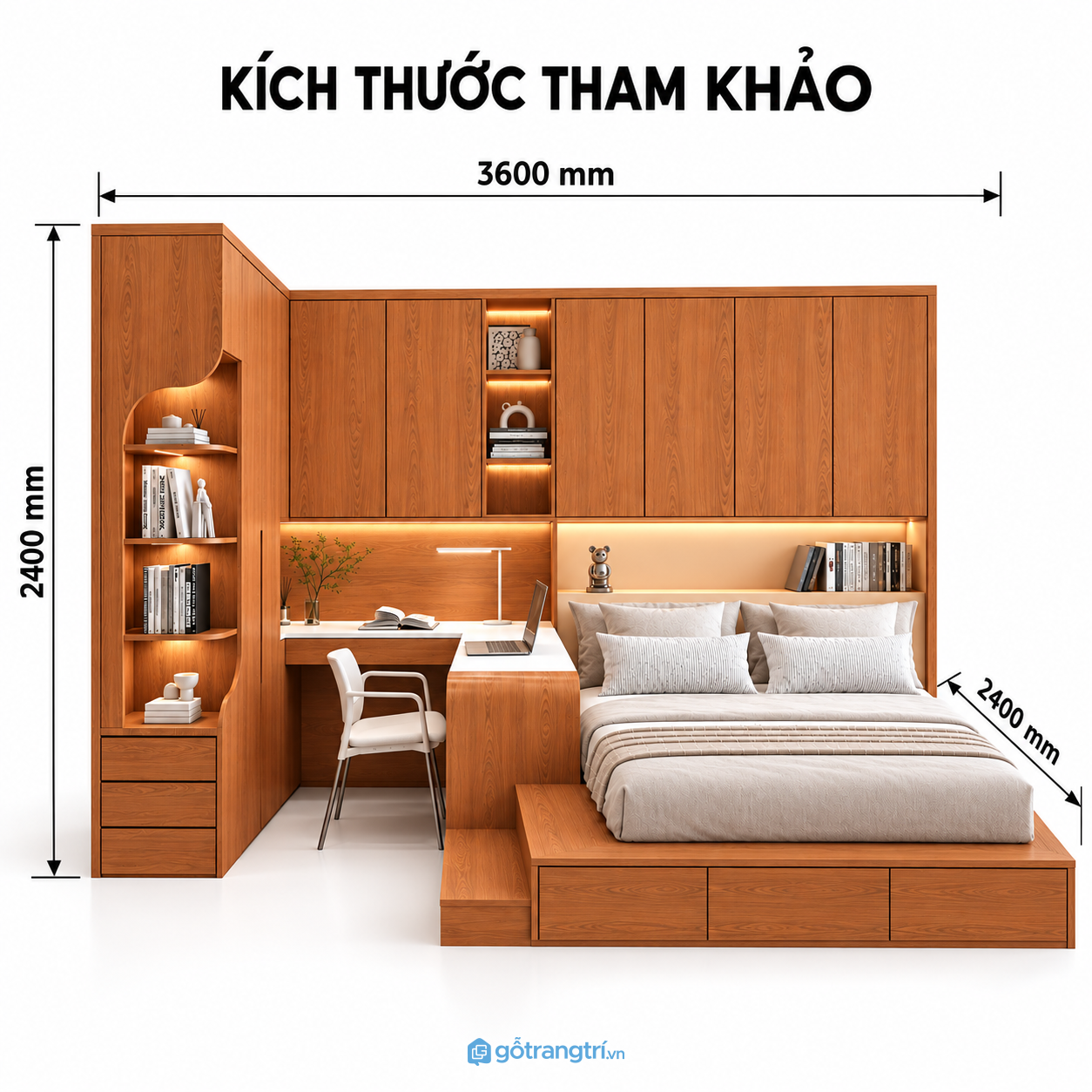 Giường bục gỗ nâu liền bàn học và tủ quần áo chữ L cho phòng ngủ hiện đại Giường bục gỗ nâu liền bàn học và tủ quần áo chữ L cho phòng ngủ hiện đại