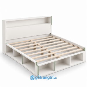 Giường Ngủ Màu Trắng Có Kệ Để Đồ Hiện Đại 1m8 GHS-9126 - hình ảnh thực tế 1