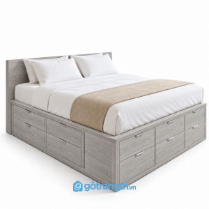 Giường Ngủ Màu Xám Đậm Có Ngăn Kéo Hiện Đại 1m6 GHS-9115 - Lọt đệm 1600x2000mm - Màu gỗ 413
