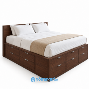 Giường Ngủ Màu Xám Đậm Có Ngăn Kéo Hiện Đại 1m6 GHS-9115 - Lọt đệm 1600x2000mm - Màu gỗ 613