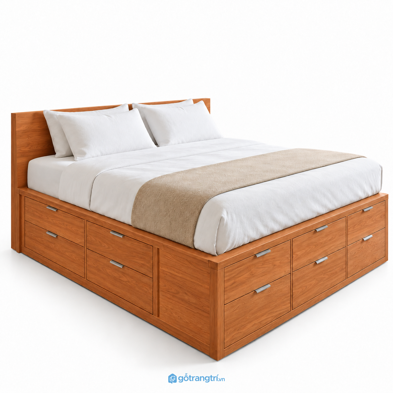 Giường Ngủ Màu Xám Đậm Có Ngăn Kéo Hiện Đại 1m6 GHS-9115 - Lọt đệm 1600x2000mm - Màu gỗ xoan đào