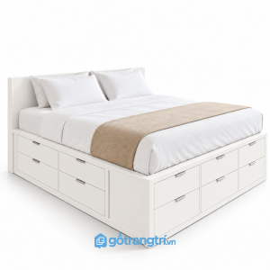 Giường Ngủ Màu Xám Đậm Có Ngăn Kéo Hiện Đại 1m6 GHS-9115 - Lọt đệm 1600x2000mm - Màu trắng