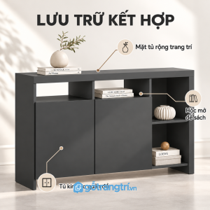 Hai cánh kín kết hợp nhiều kệ mở tiện dụng