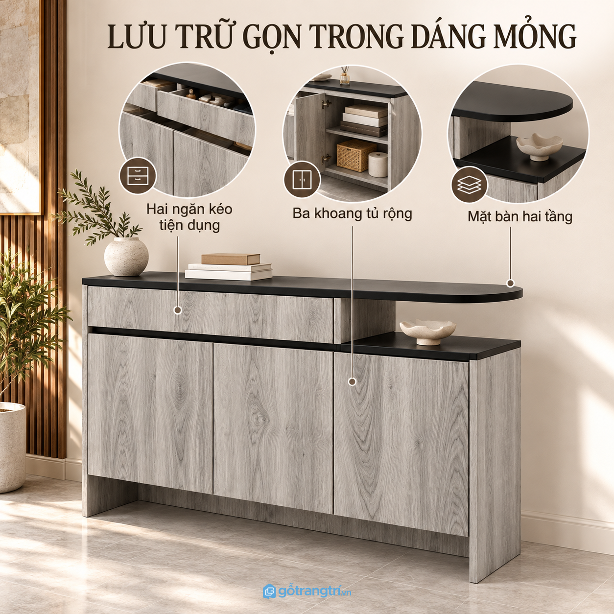 Hệ cánh kín hỗ trợ lưu trữ đồ dùng gọn gàng