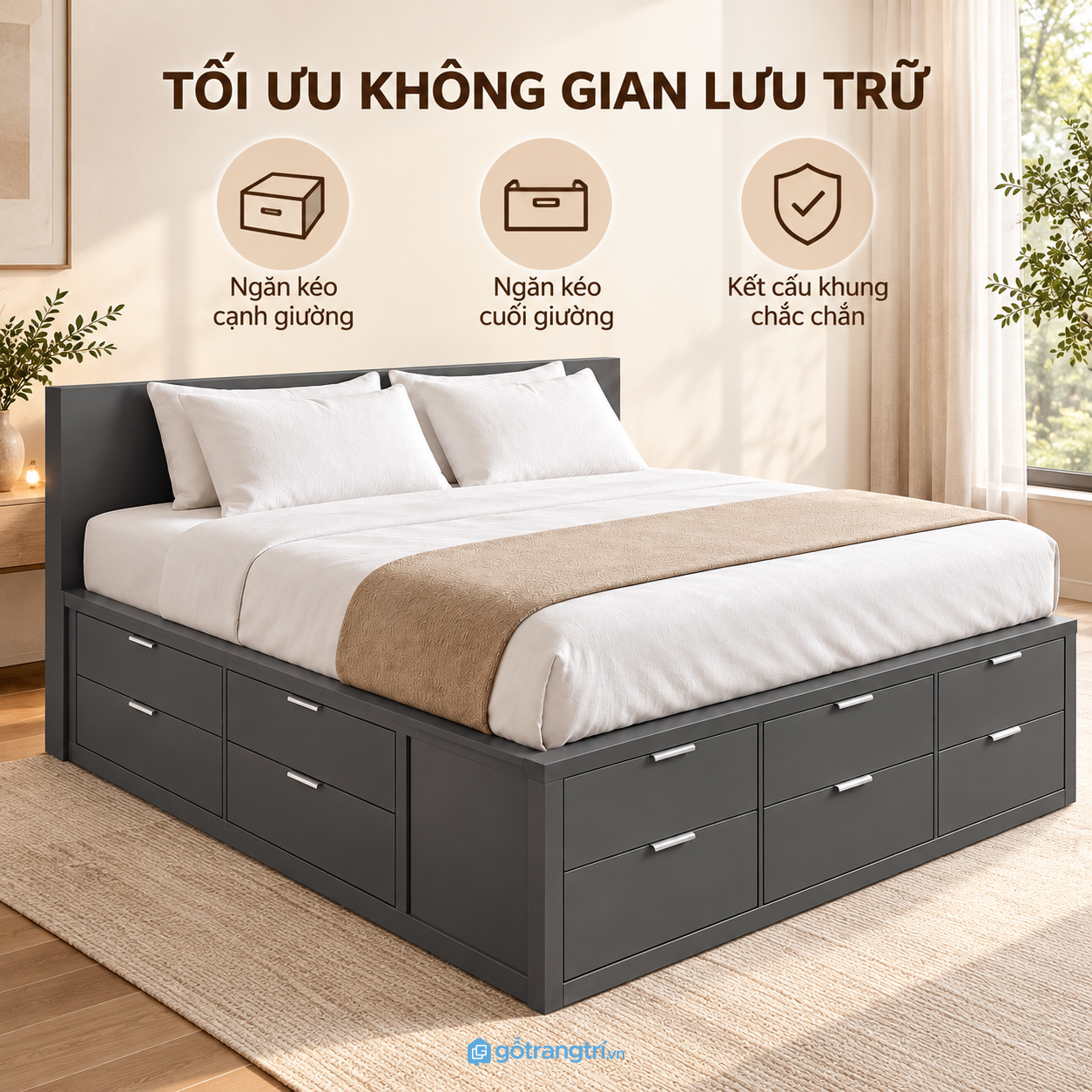 Hệ thống ngăn kéo lưu trữ đồ dùng tiện lợi