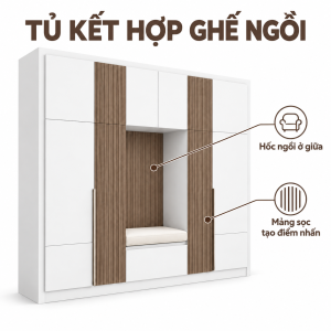 Hốc ghế ở giữa, khoang tủ ôm hai bên