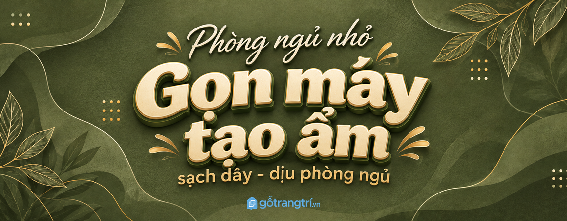 Kệ máy tạo ẩm phòng ngủ nhỏ: gọn thiết bị, sạch dây và dễ chăm không khí