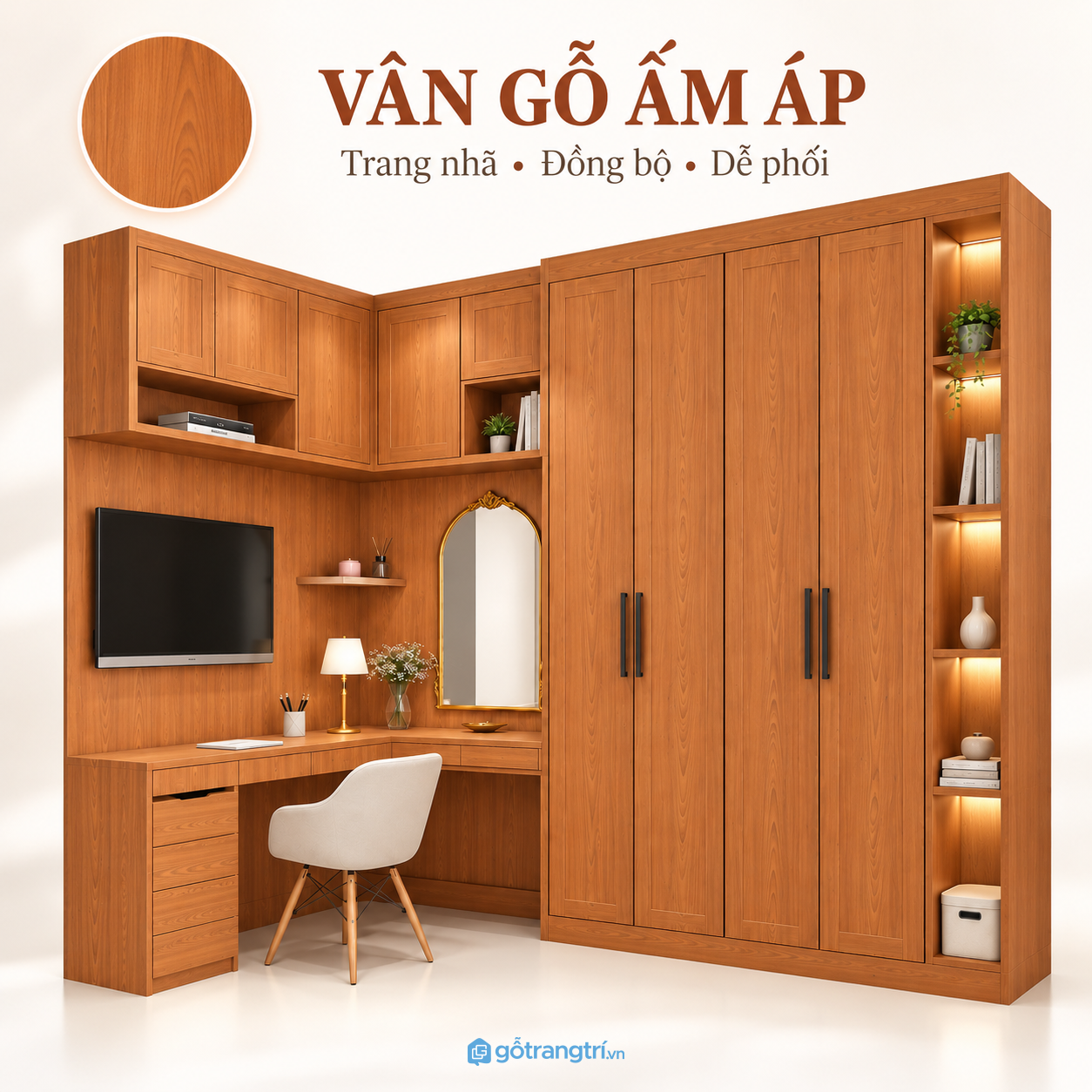 Kệ mở có đèn giúp không gian bớt kín