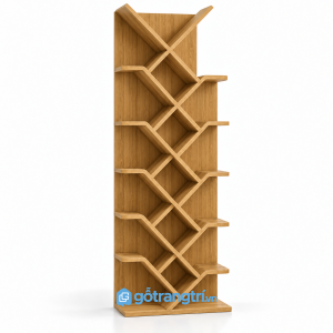 Kệ Sách Gỗ Màu Nâu Thiết Kế Chữ X Đan Chéo Nhiều Tầng GHS-2015 - hình ảnh thực tế 1