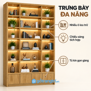 Kệ trưng bày nhiều ngăn có tủ dưới tiện dụng