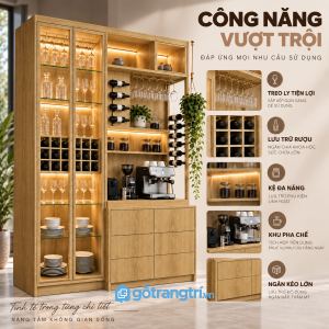 Kết hợp khu pha chế cà phê ngay trong hệ tủ