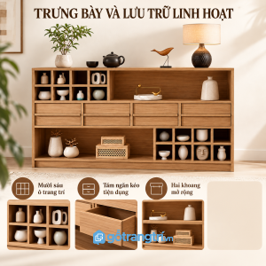 Kết hợp ngăn kéo và hộc mở để lưu trữ linh hoạt