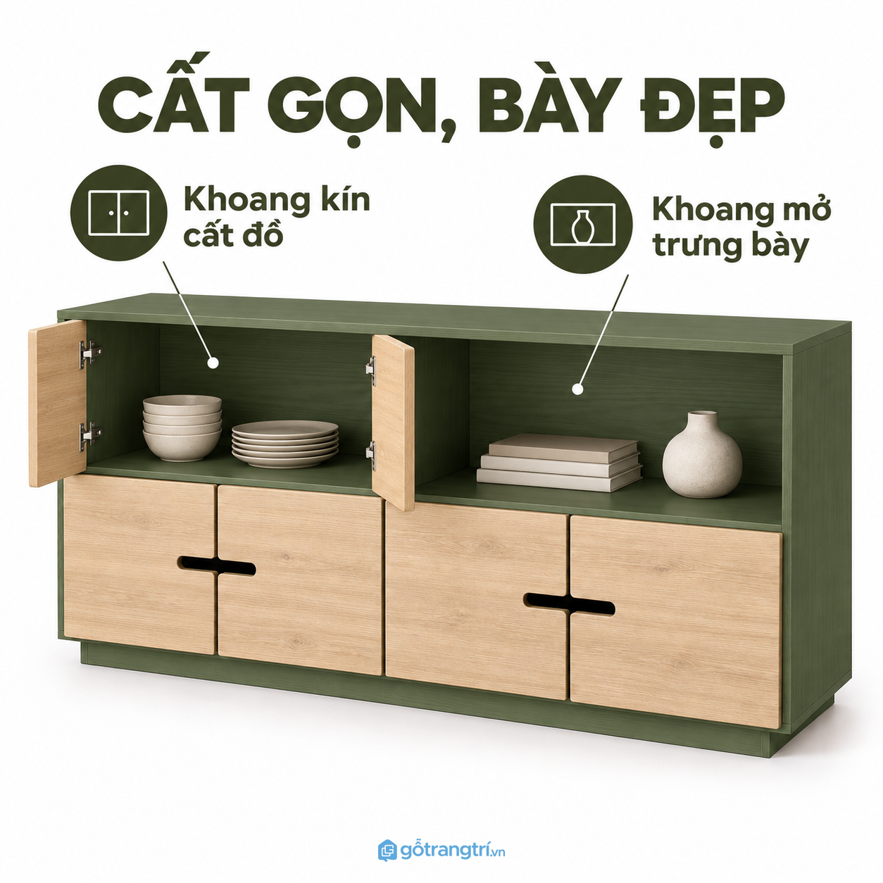 Khoang kín cất đồ, hộc mở bày đồ yêu thích