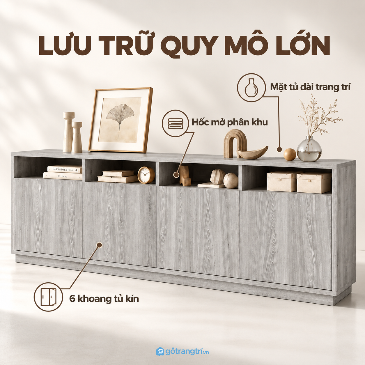 Khoang kín kết hợp hàng kệ mở tiện sử dụng