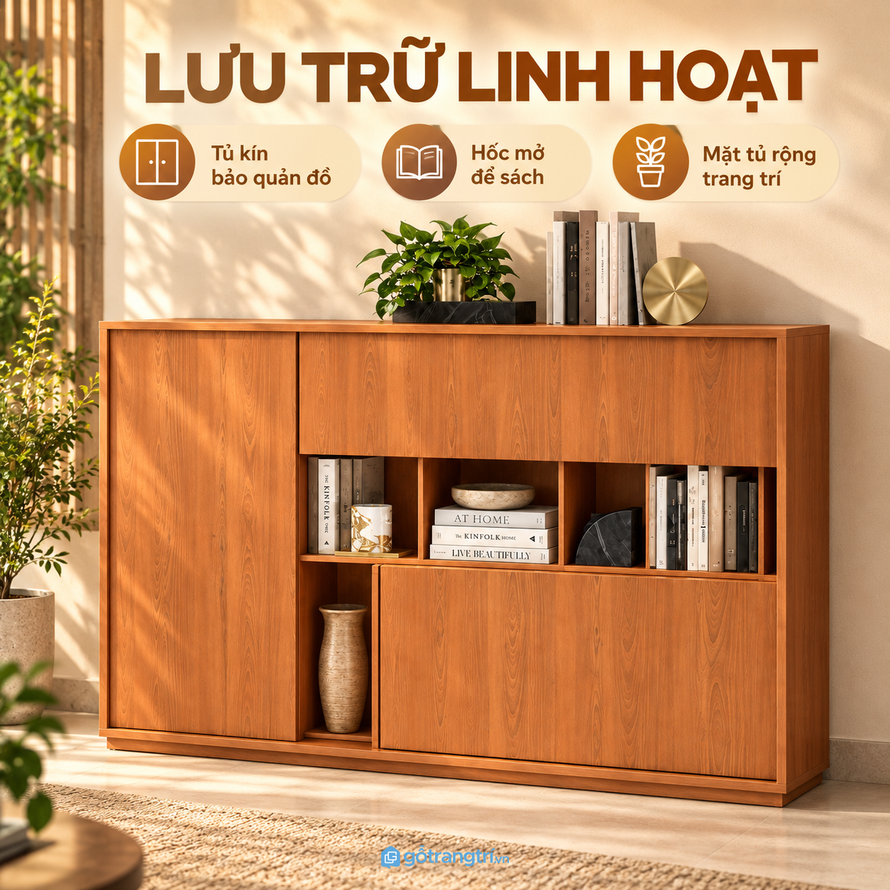 Khoang kín kết hợp kệ mở tiện lưu trữ Khoang kín kết hợp kệ mở tiện lưu trữ