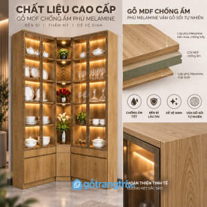 Khoang kính nhiều tầng, đèn LED làm nổi bật đồ trưng bày