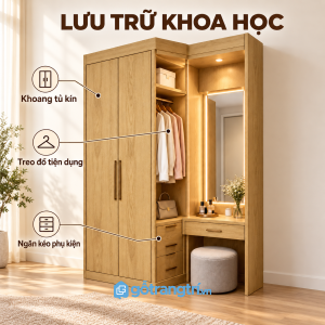 Khoang treo mở và ngăn kéo giúp phân loại đồ dễ hơn