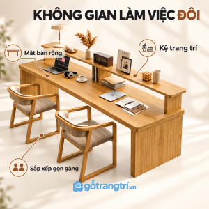 Mặt bàn rộng, tầng kệ tăng diện tích sử dụng