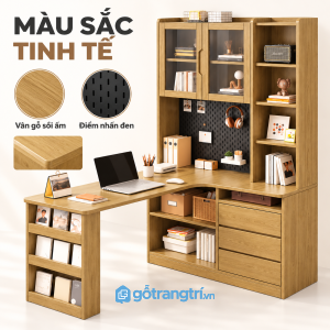 Màu gỗ dễ phối với phòng làm việc và phòng học