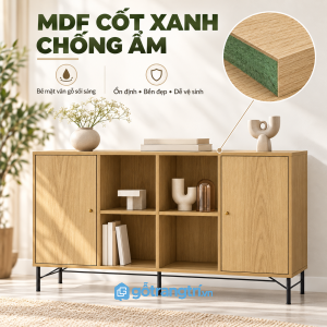 Màu gỗ sáng kết hợp chân sắt đen gọn mắt