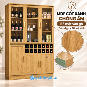 Màu gỗ sồi đẹp, dễ vệ sinh và lựa chọn vật liệu chống ẩm